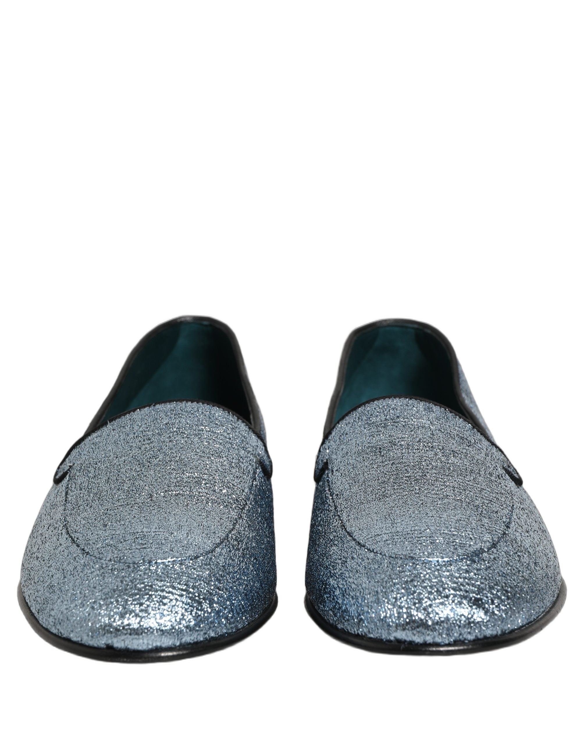 Dolce & Gabbana Blaue Glitzer Lurex DG Logo Loafer Pumps