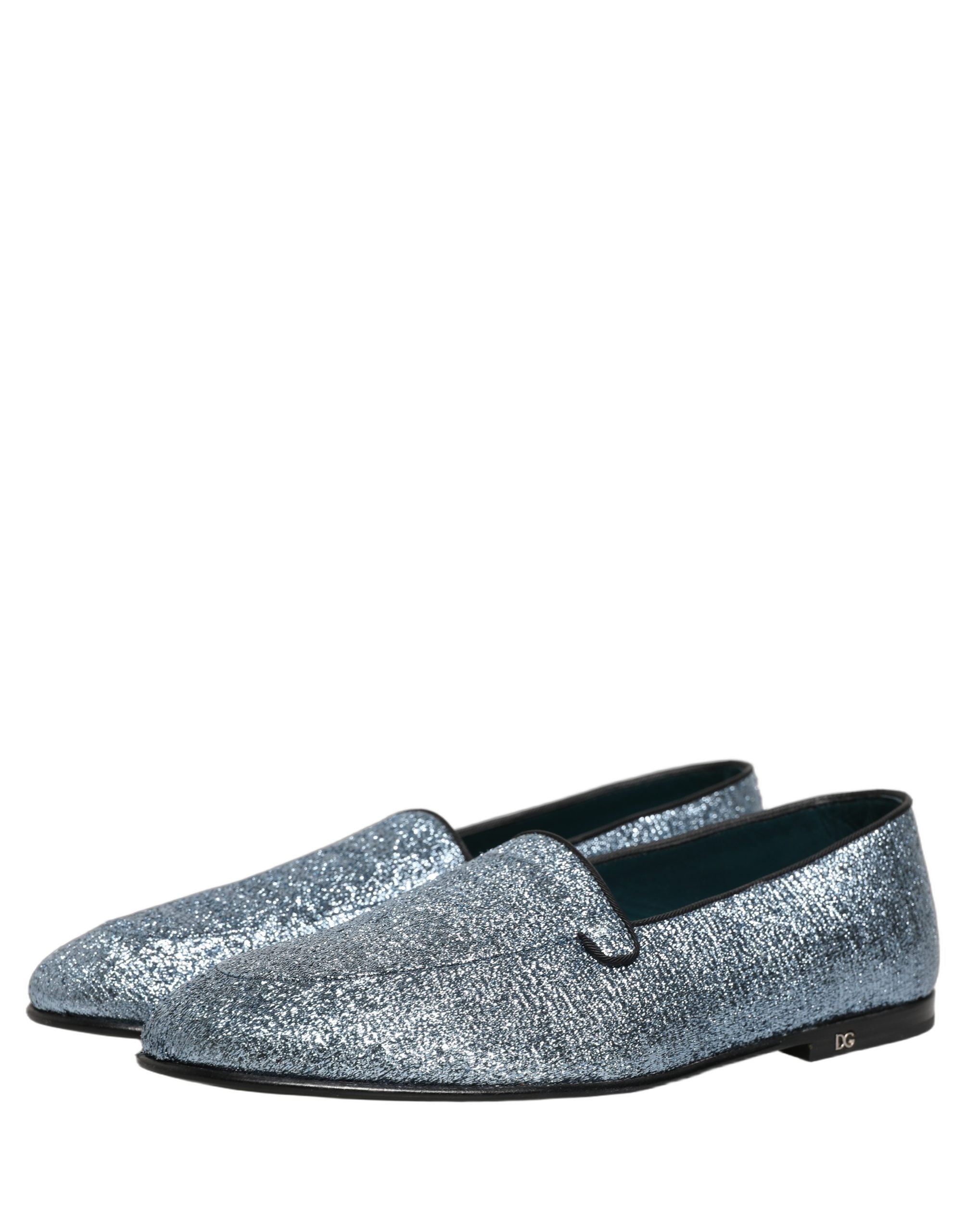 Dolce & Gabbana Blaue Glitzer Lurex DG Logo Loafer Pumps