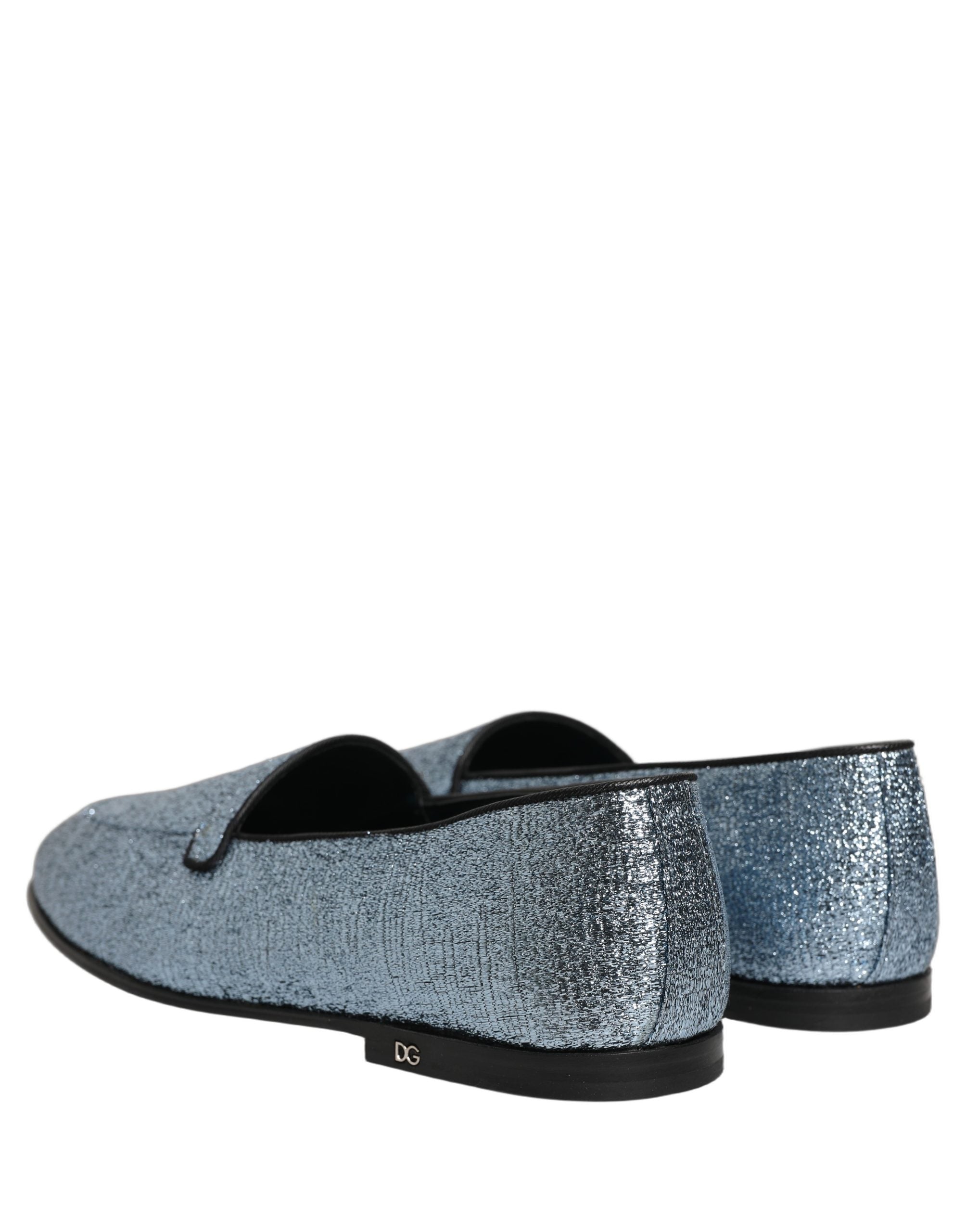 Dolce & Gabbana Blaue Glitzer Lurex DG Logo Loafer Pumps