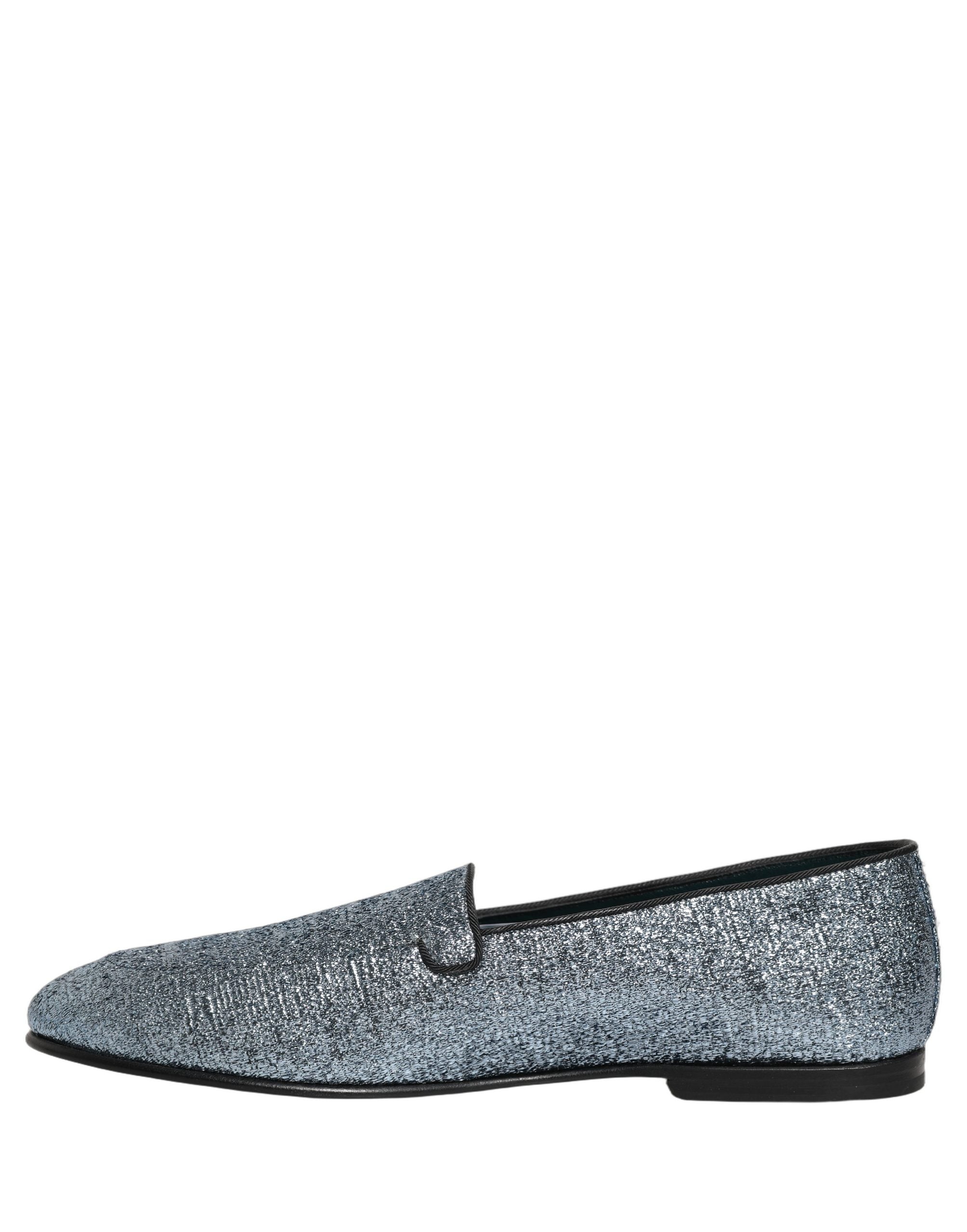 Dolce & Gabbana Blaue Glitzer Lurex DG Logo Loafer Pumps