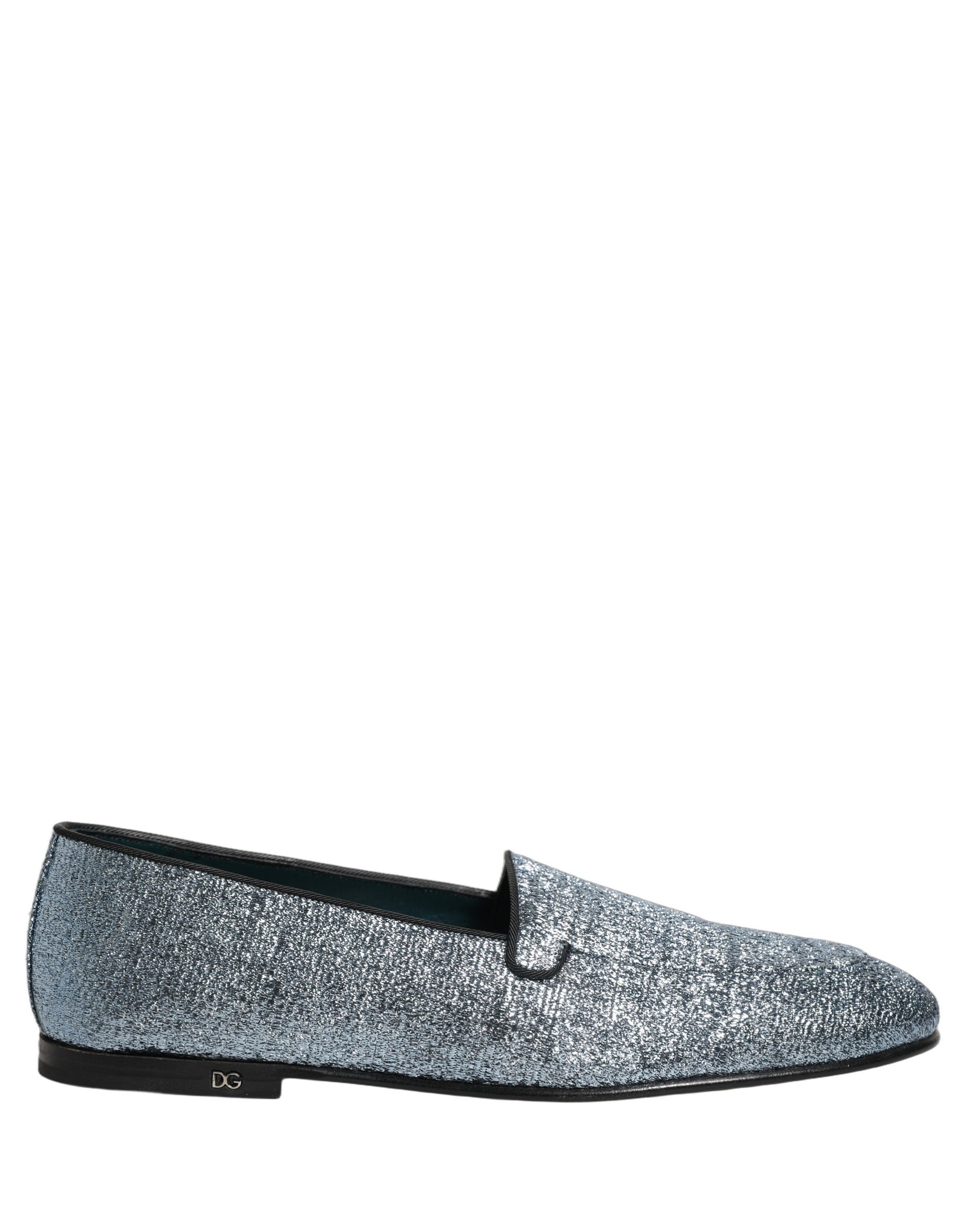 Dolce & Gabbana Blaue Glitzer Lurex DG Logo Loafer Pumps