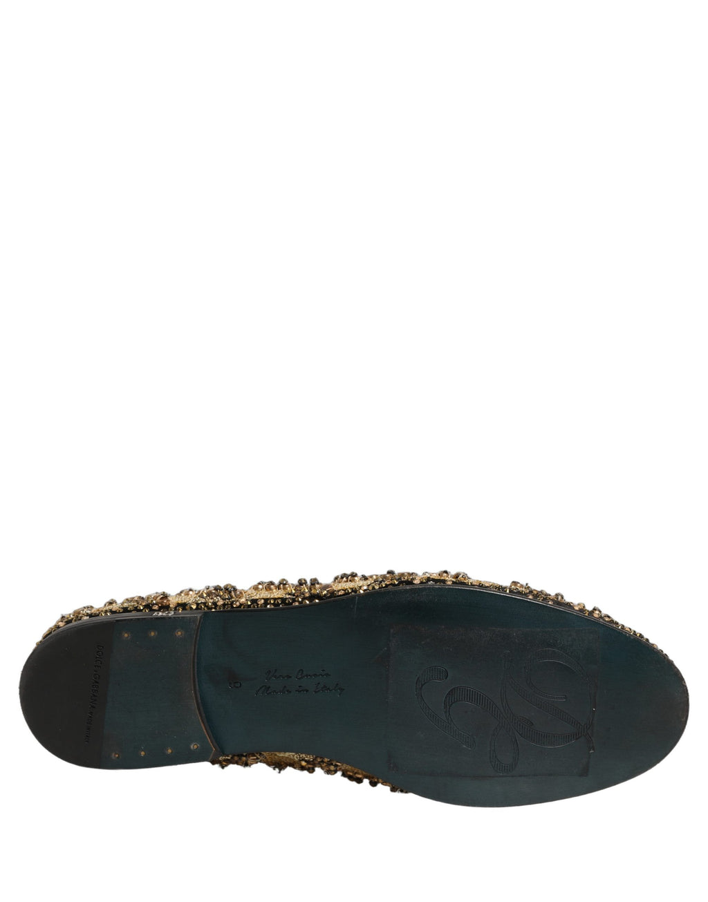 Dolce & Gabbana Gold Pailletten-Verzierte Loafer-Schuhe