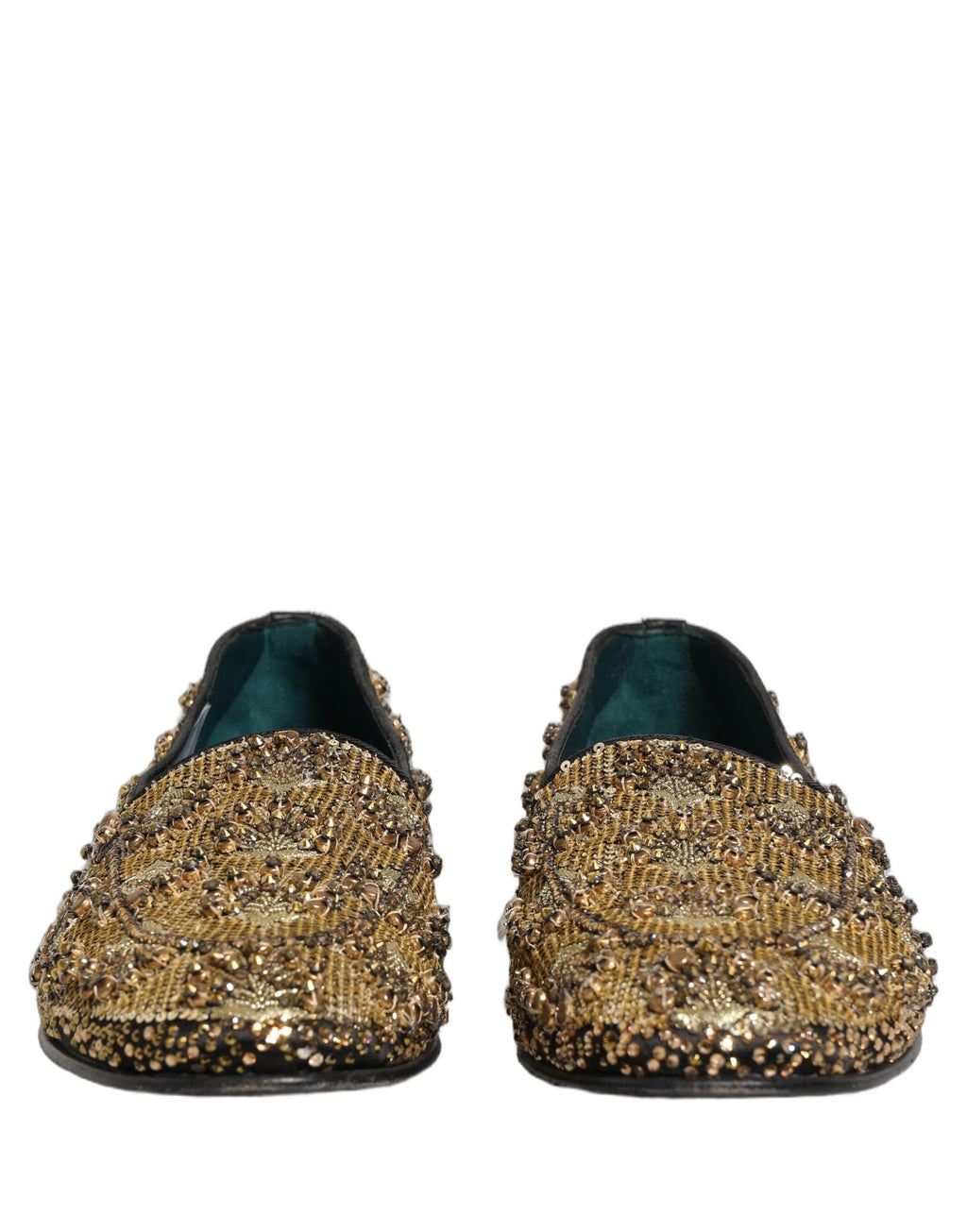 Dolce & Gabbana Gold Pailletten-Verzierte Loafer-Schuhe