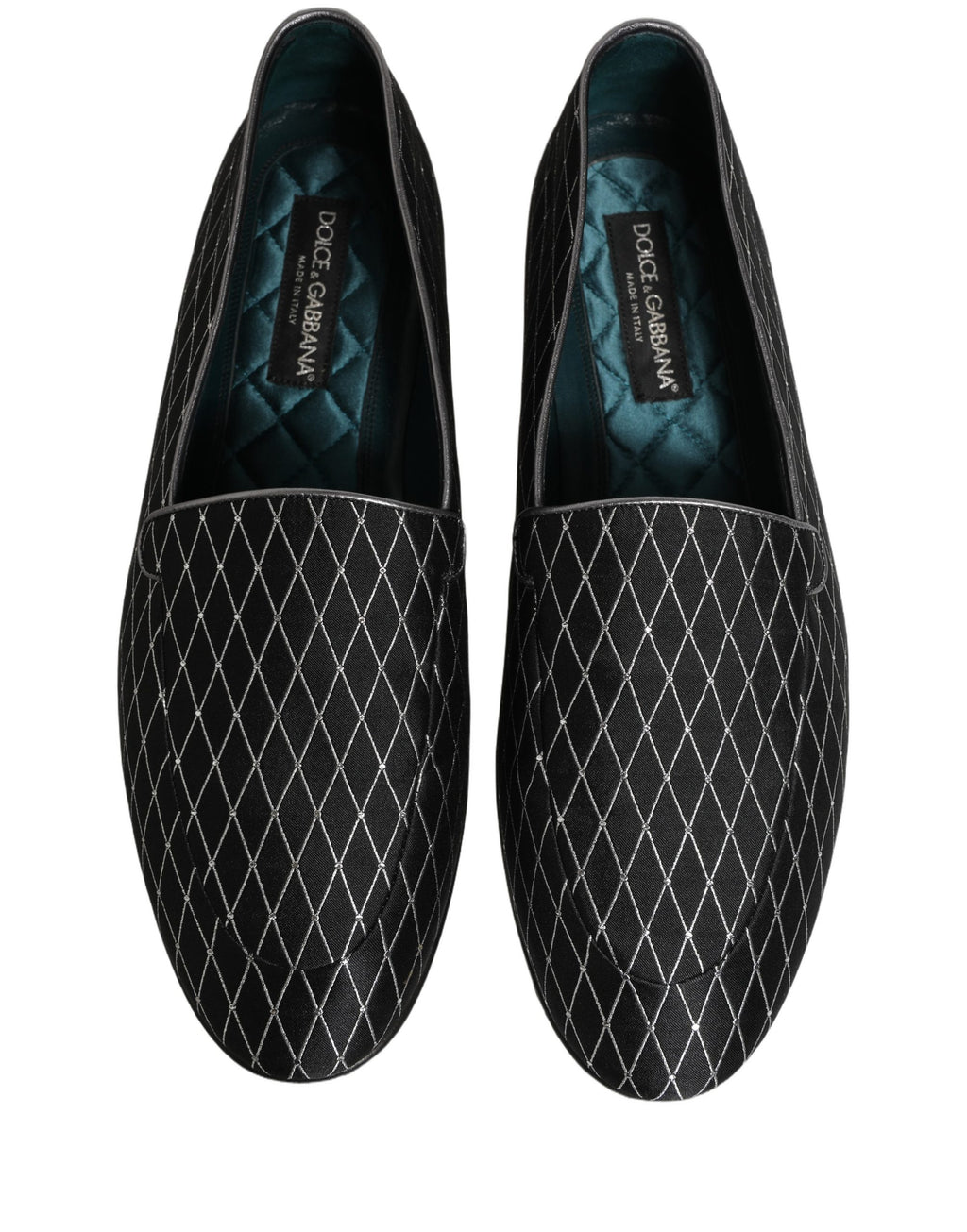 Dolce & Gabbana Schwarze Loafer aus Samt mit Rautensteppung