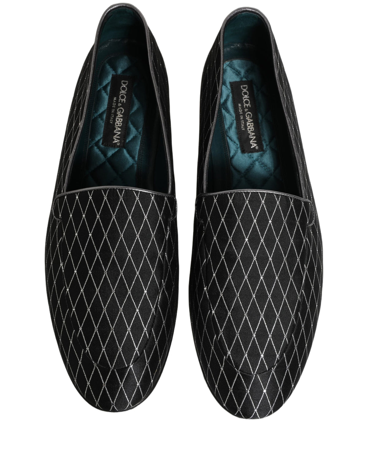 Dolce & Gabbana Schwarze Loafer aus Samt mit Rautensteppung