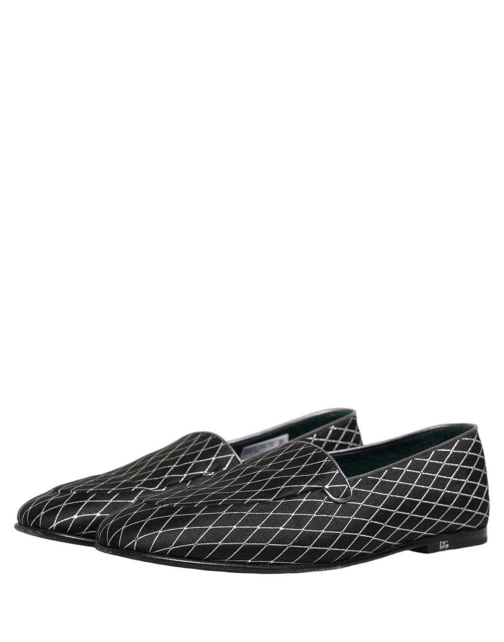 Dolce & Gabbana Schwarze Loafer aus Samt mit Rautensteppung