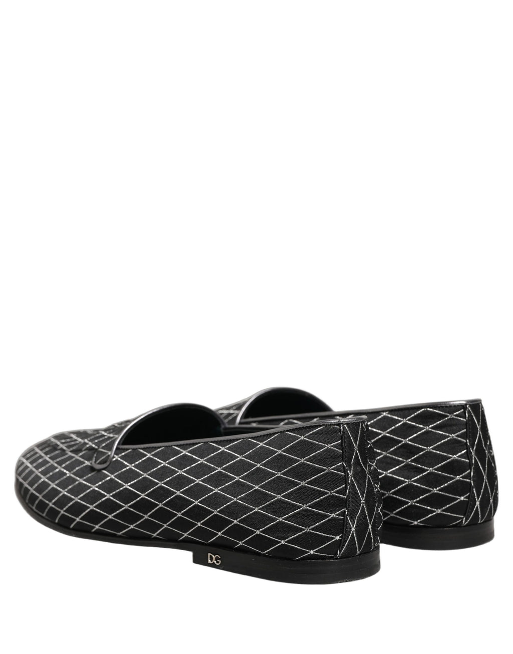 Dolce & Gabbana Schwarze Loafer aus Samt mit Rautensteppung