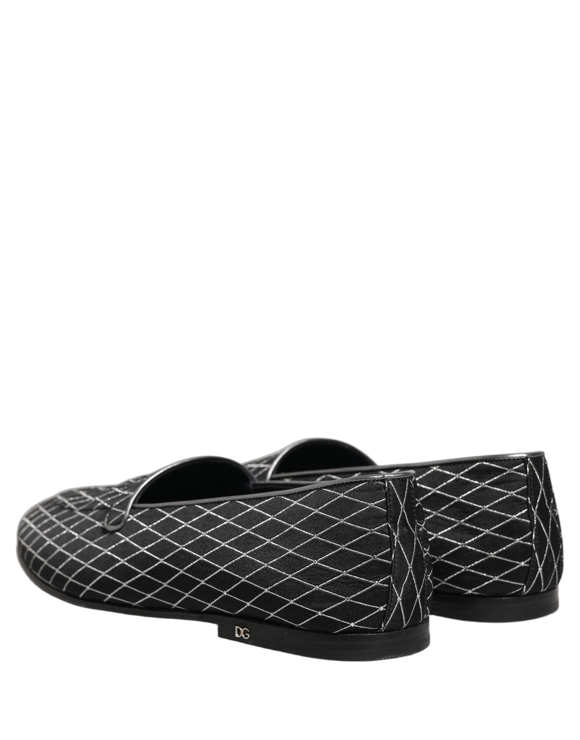 Dolce & Gabbana Schwarze Loafer aus Samt mit Rautensteppung