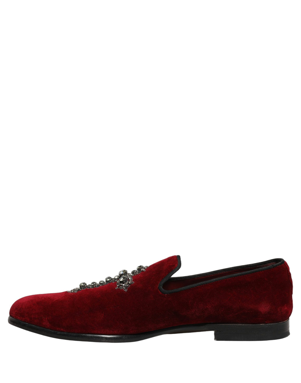 Dolce & Gabbana Bordeauxrote Wildleder-Slipper mit Kreuz-Applikation