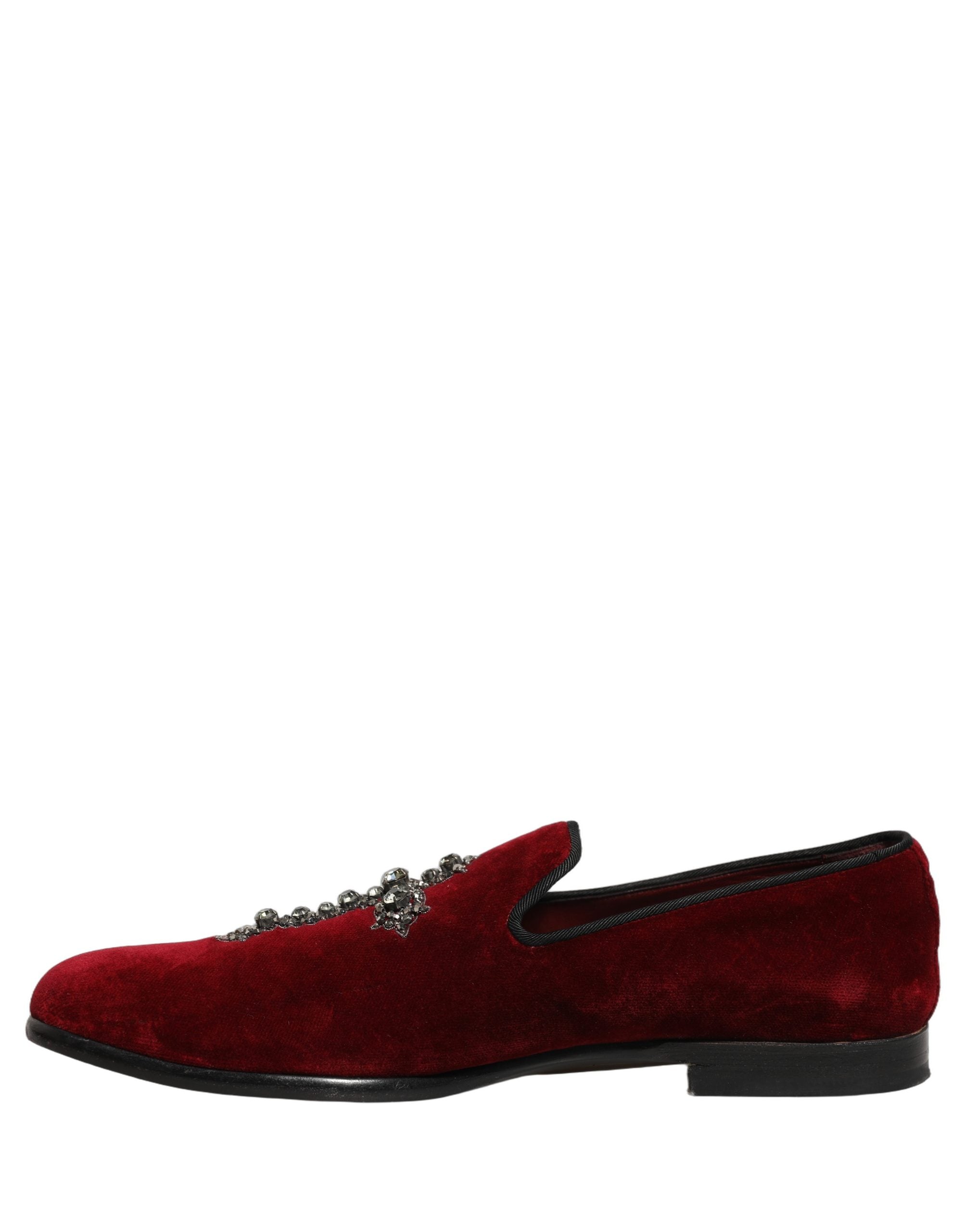 Dolce & Gabbana Bordeauxrote Wildleder-Slipper mit Kreuz-Applikation