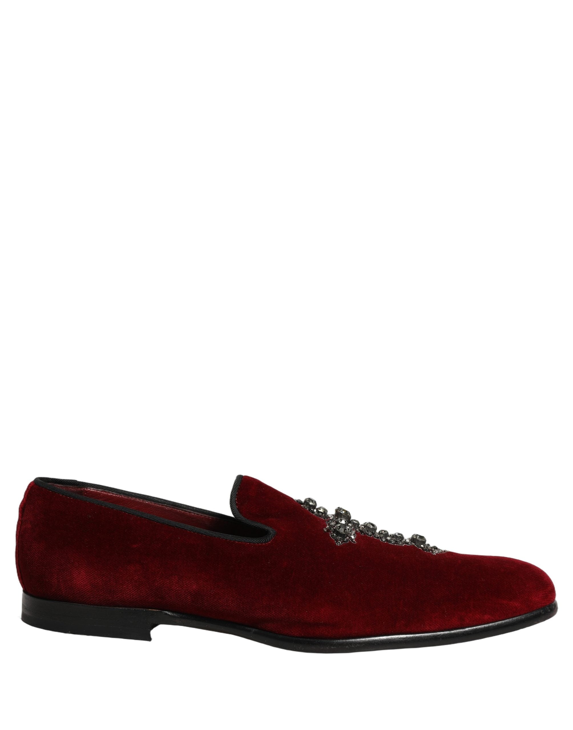 Dolce & Gabbana Bordeauxrote Wildleder-Slipper mit Kreuz-Applikation