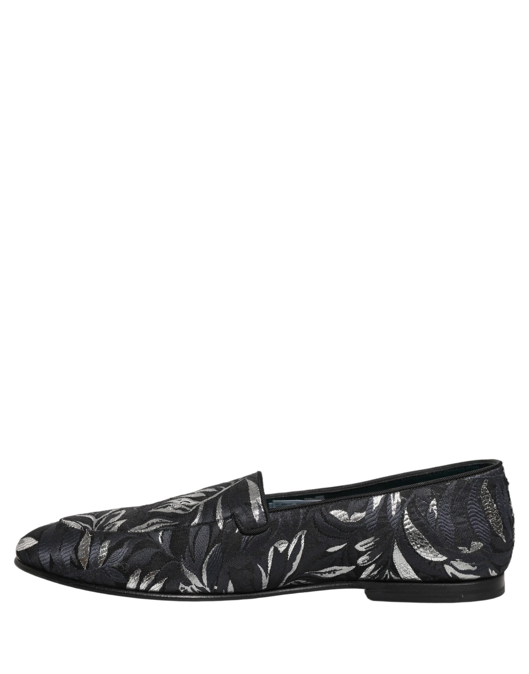 Dolce & Gabbana Schwarze Loafer mit Blattstickerei für Herren
