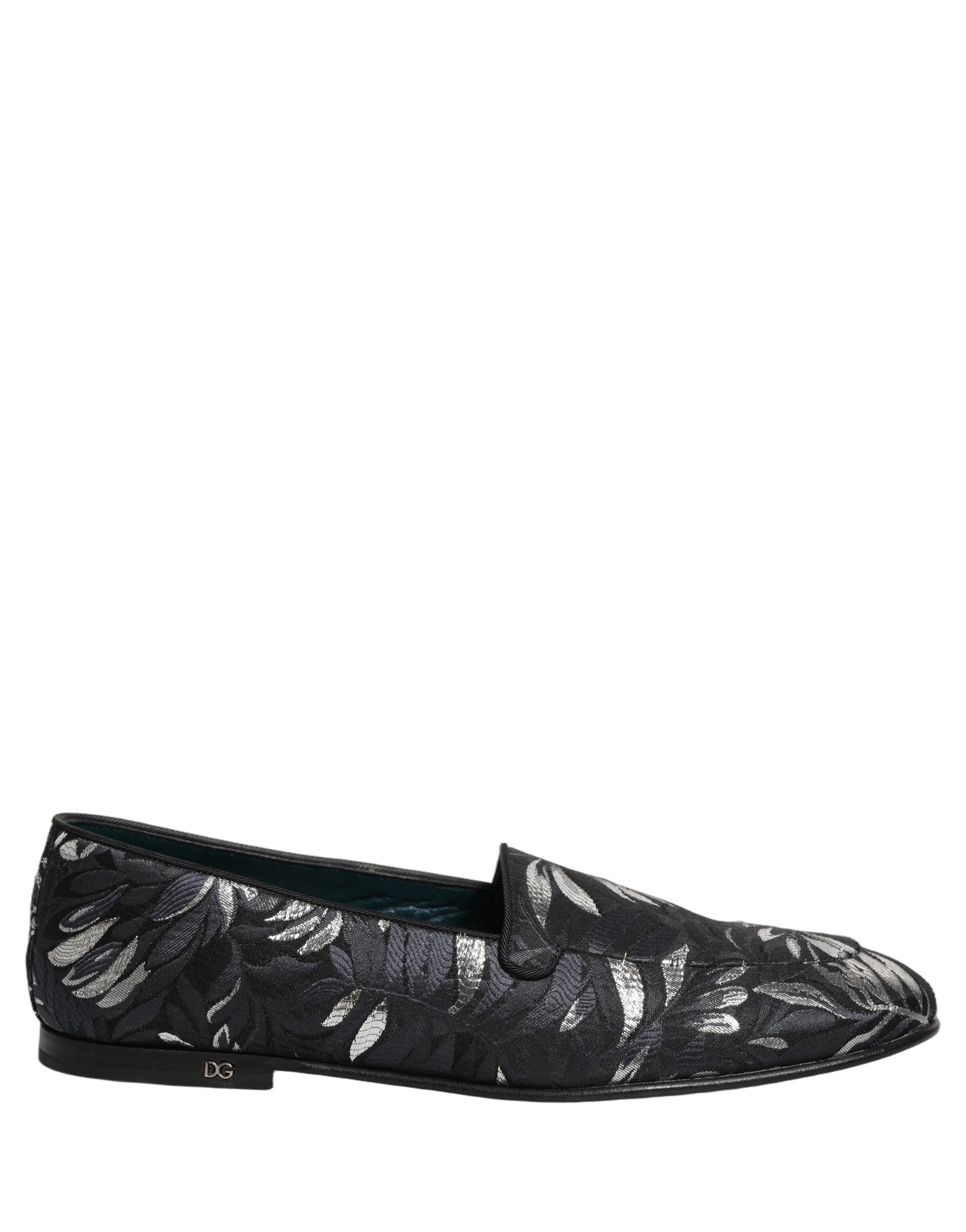 Dolce & Gabbana Schwarze Loafer mit Blattstickerei für Herren