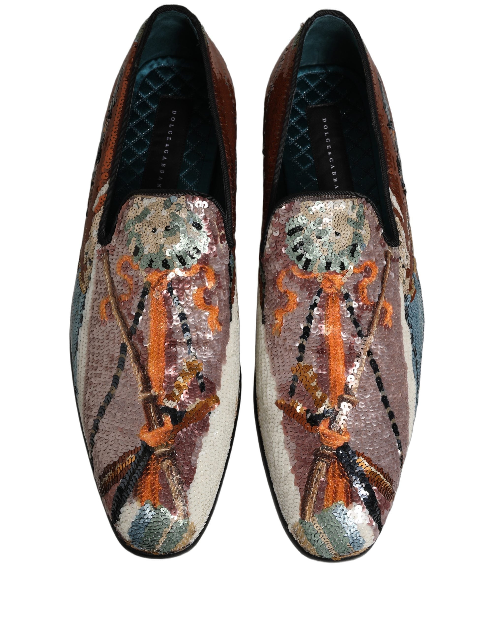 Dolce & Gabbana Multicolor bestickte Loafer mit Pailletten