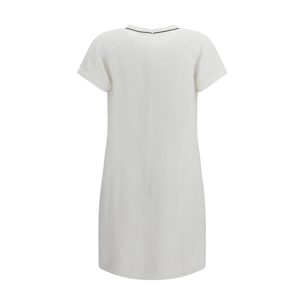Brunello Cucinelli Weißes legeres Kleid aus Viskose