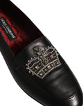 Dolce & Gabbana Schwarze Loafer aus Leder mit Kronenverzierung