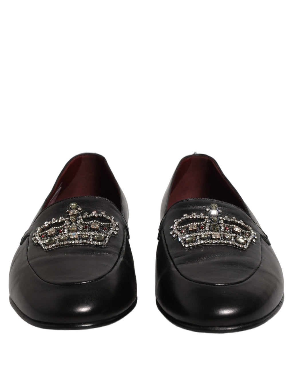 Dolce & Gabbana Schwarze Loafer aus Leder mit Kronenverzierung