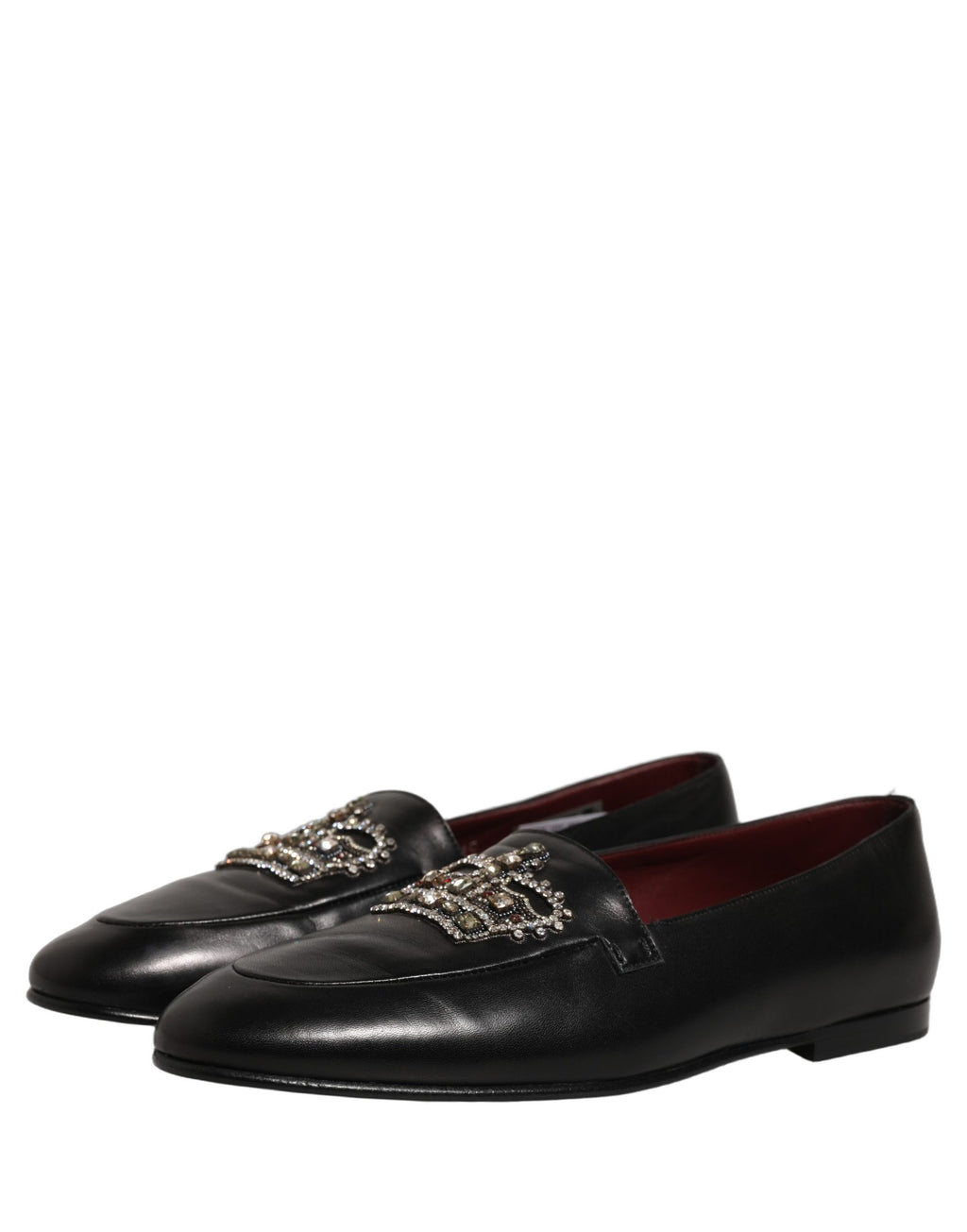 Dolce & Gabbana Schwarze Loafer aus Leder mit Kronenverzierung