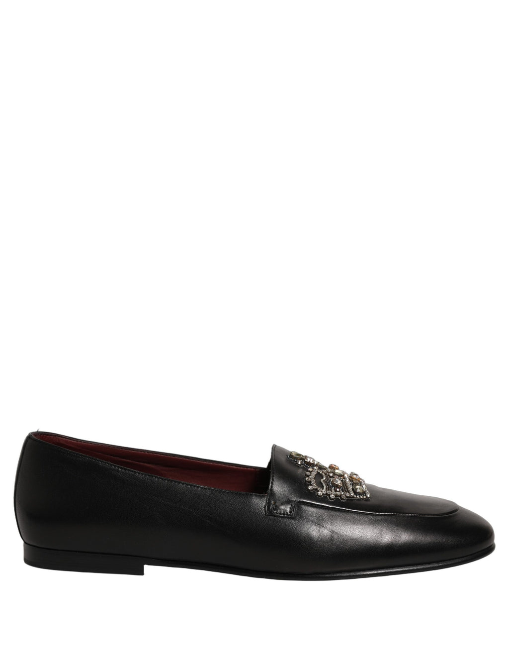 Dolce & Gabbana Schwarze Loafer aus Leder mit Kronenverzierung