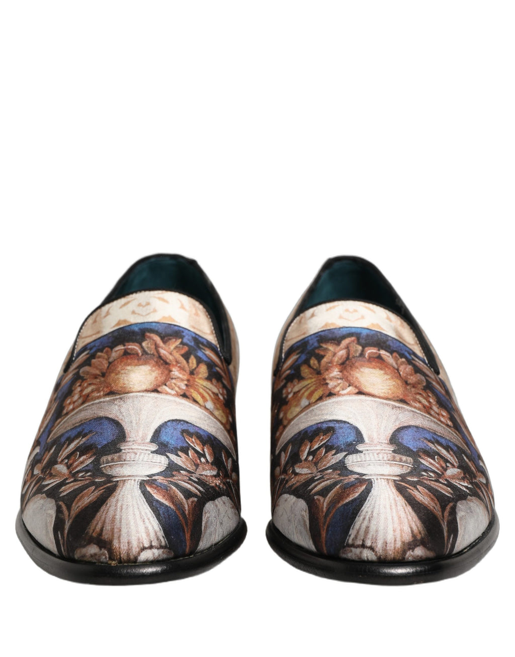 Dolce & Gabbana Multicolor Fruit Print Velvet Loafers Shoes