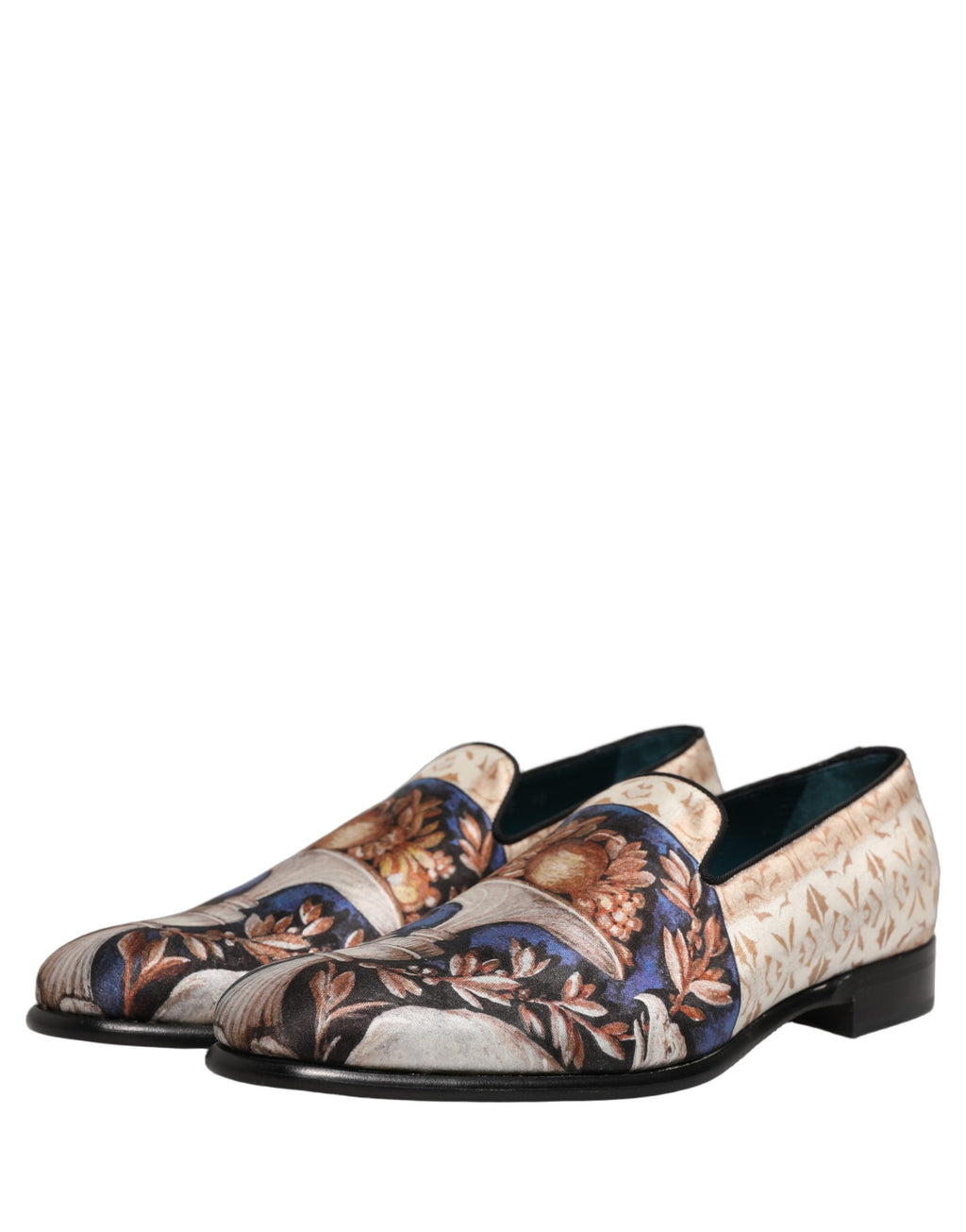 Dolce & Gabbana Multicolor Fruit Print Velvet Loafers Shoes
