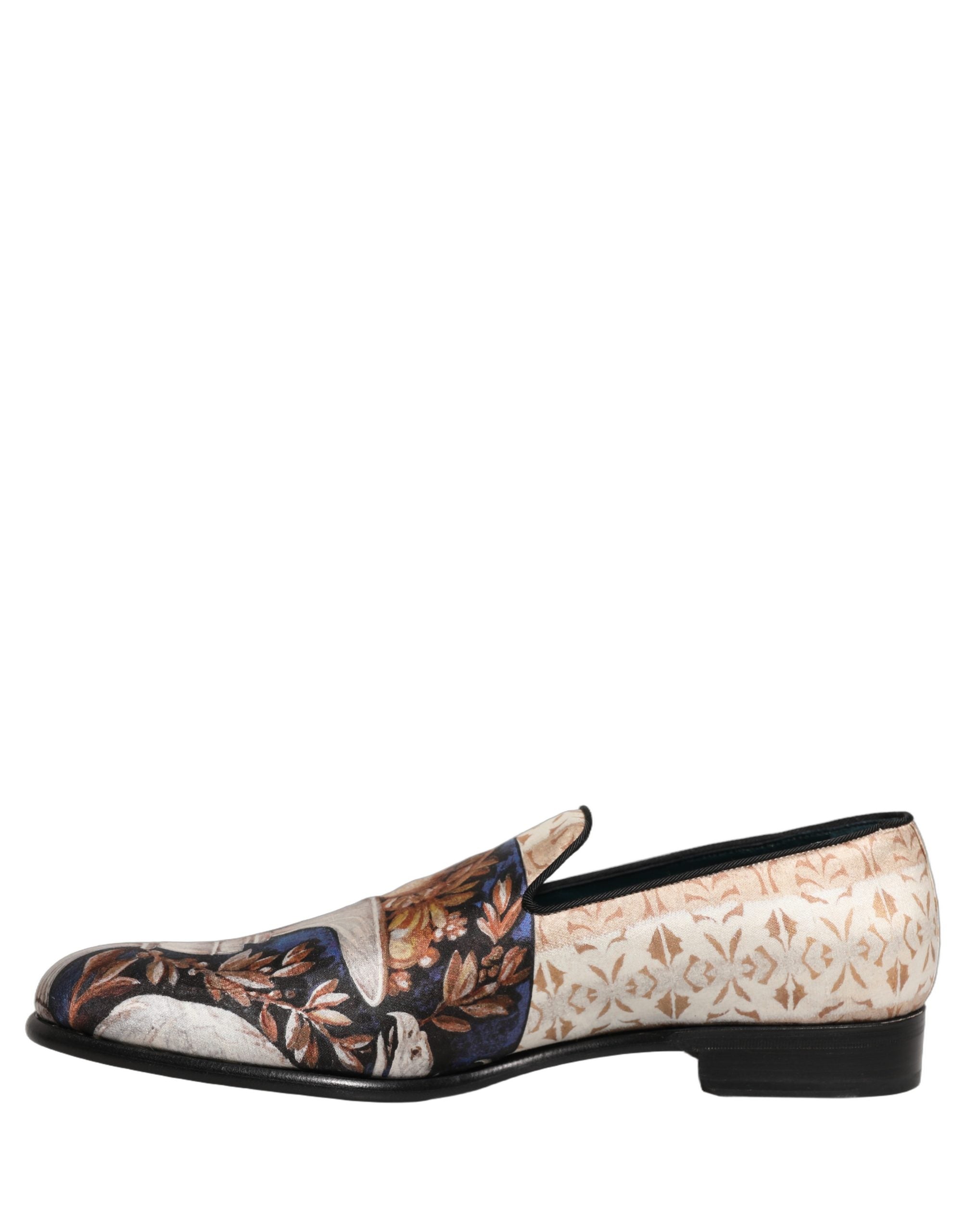 Dolce & Gabbana Multicolor Fruit Print Velvet Loafers Shoes