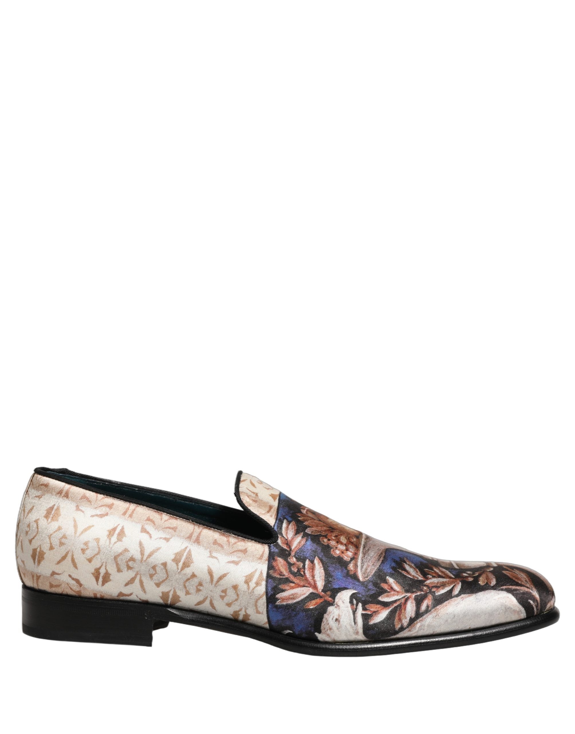Dolce & Gabbana Multicolor Fruit Print Velvet Loafers Shoes