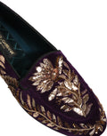 Dolce & Gabbana Violett Samt Loafer mit Blumenstickerei