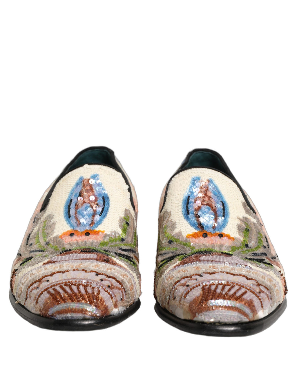 Dolce & Gabbana Multicolor Sequin Embroidered Loafers Shoes