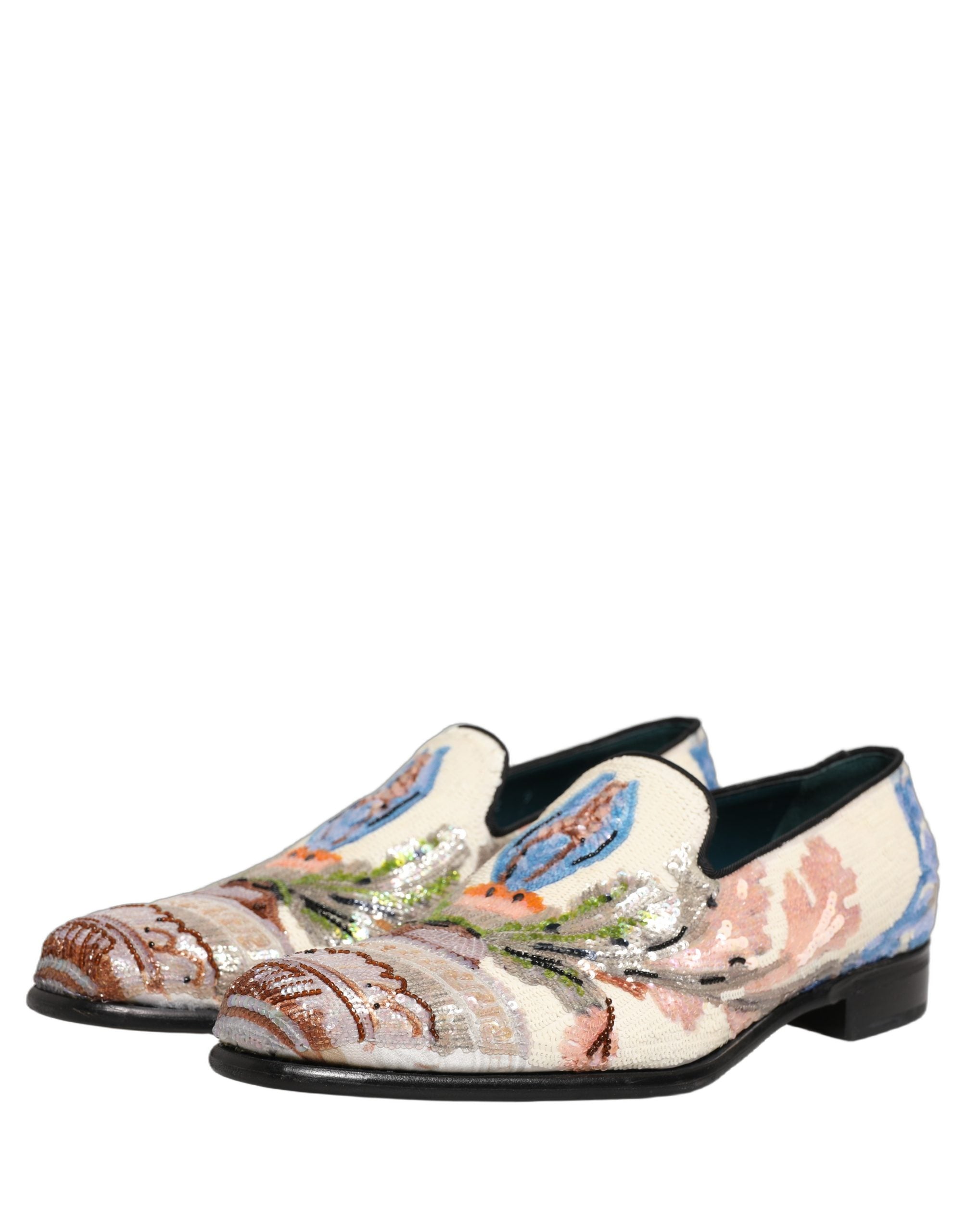 Dolce & Gabbana Multicolor Sequin Embroidered Loafers Shoes