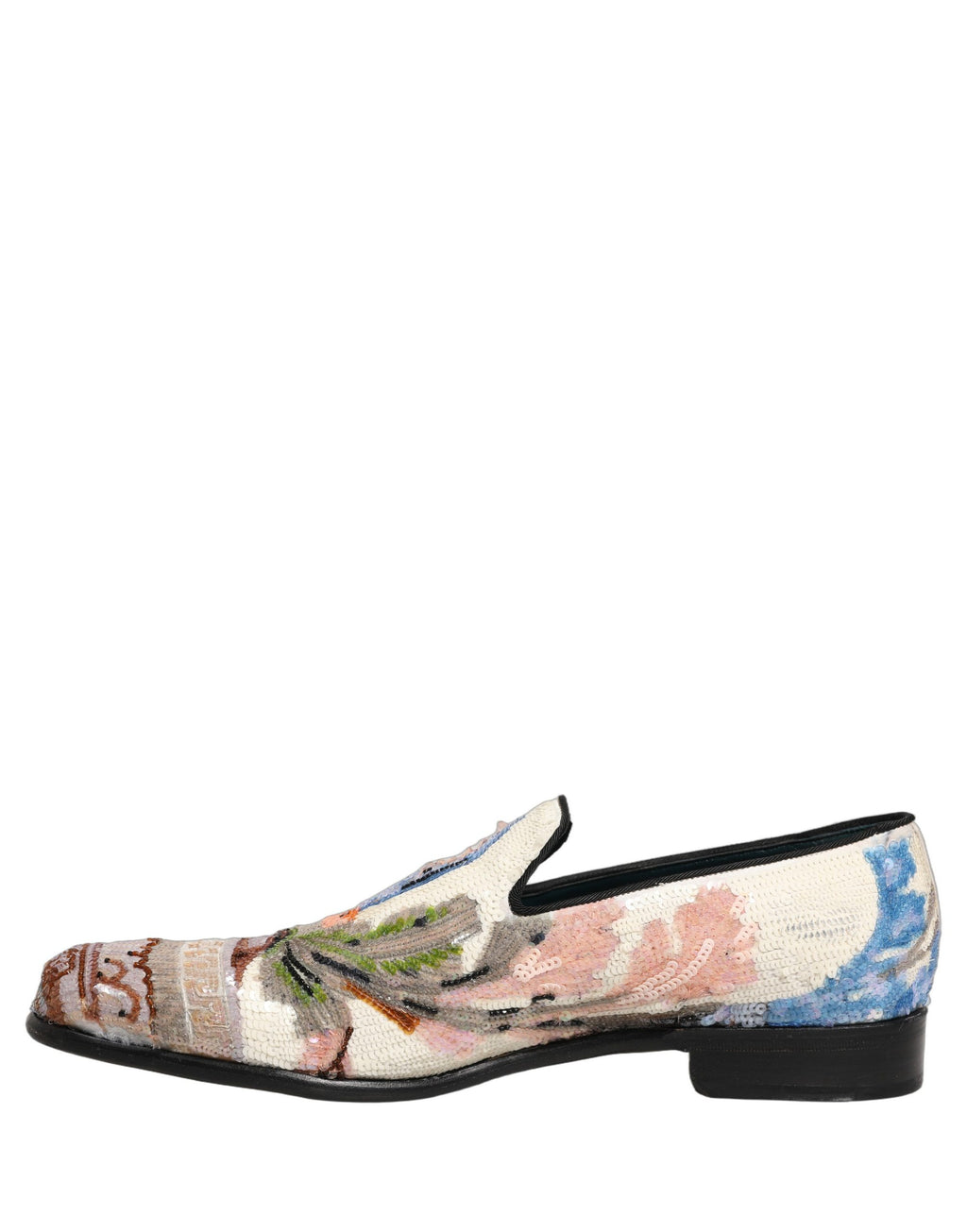 Dolce & Gabbana Multicolor Sequin Embroidered Loafers Shoes