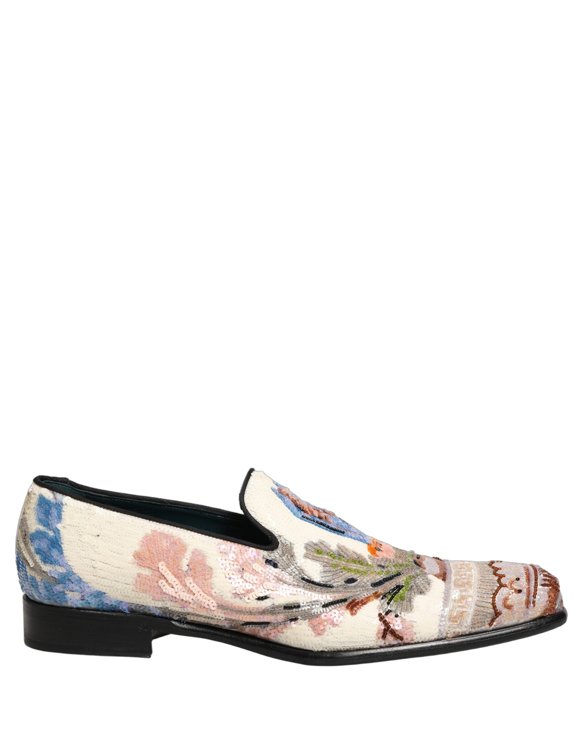Dolce & Gabbana Multicolor Sequin Embroidered Loafers Shoes
