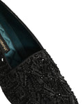 Dolce & Gabbana Schwarze Loafer aus Samt mit Stickerei