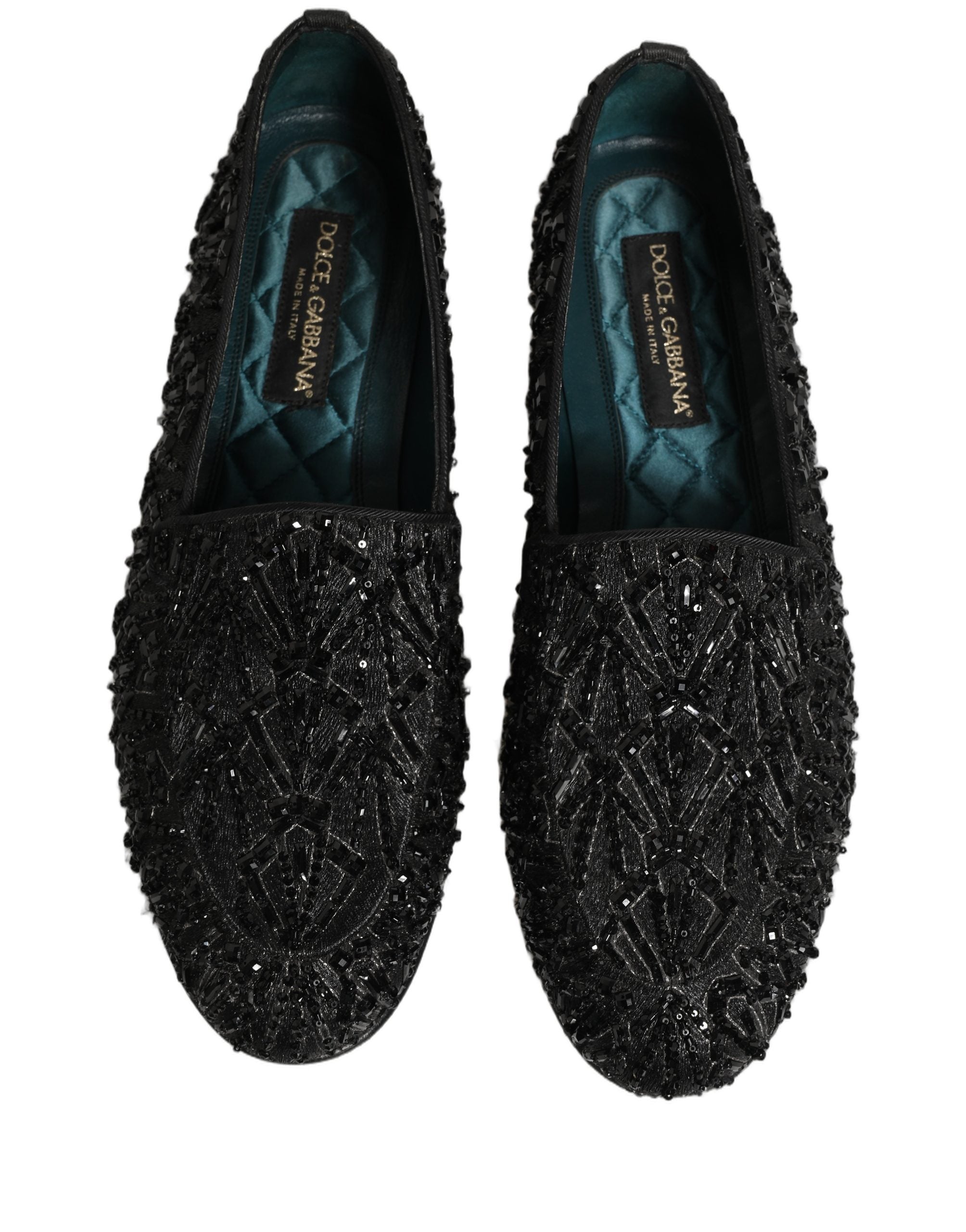 Dolce & Gabbana Schwarze Loafer aus Samt mit Stickerei