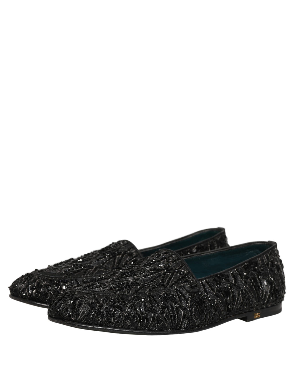 Dolce & Gabbana Schwarze Loafer aus Samt mit Stickerei