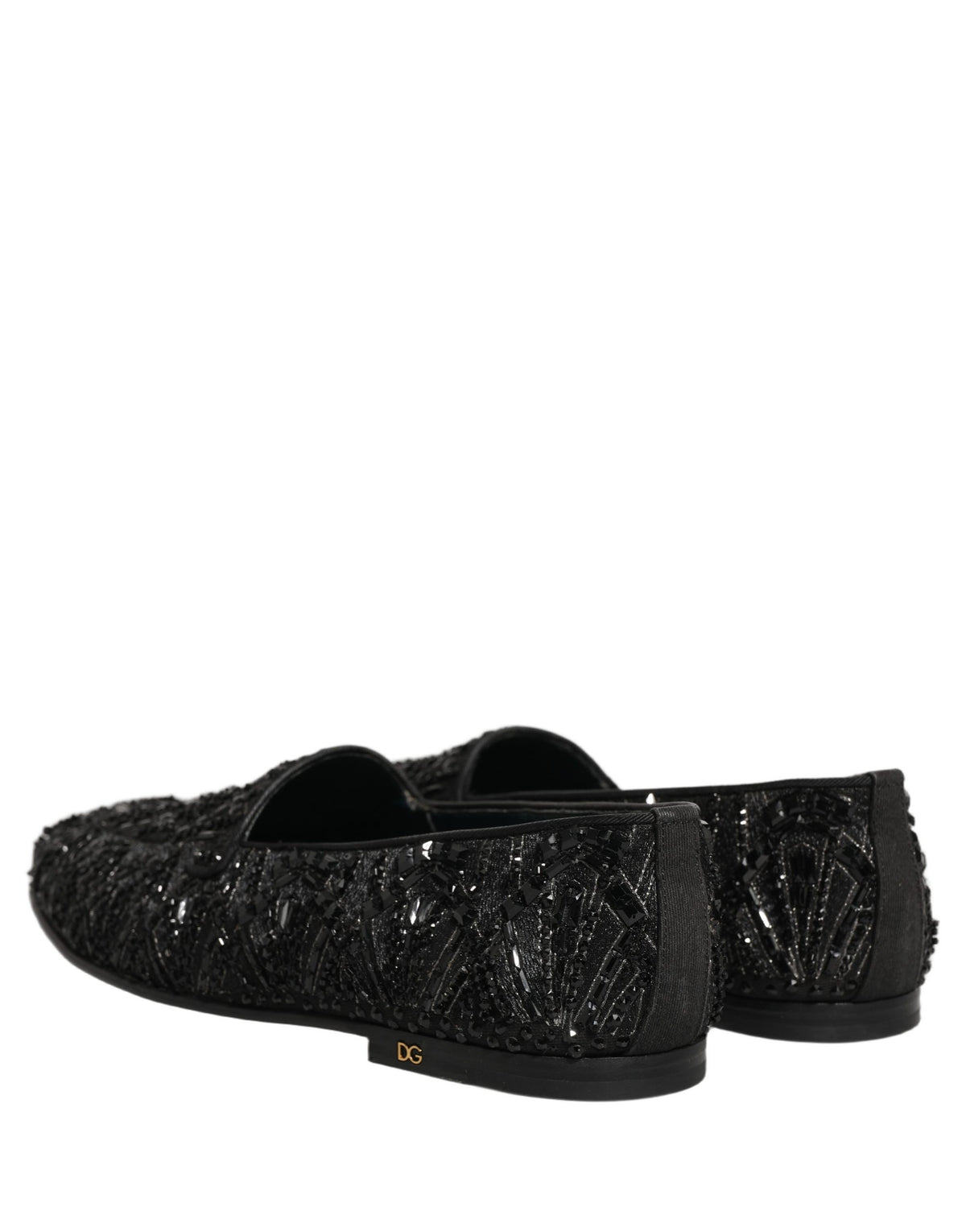 Dolce & Gabbana Schwarze Loafer aus Samt mit Stickerei