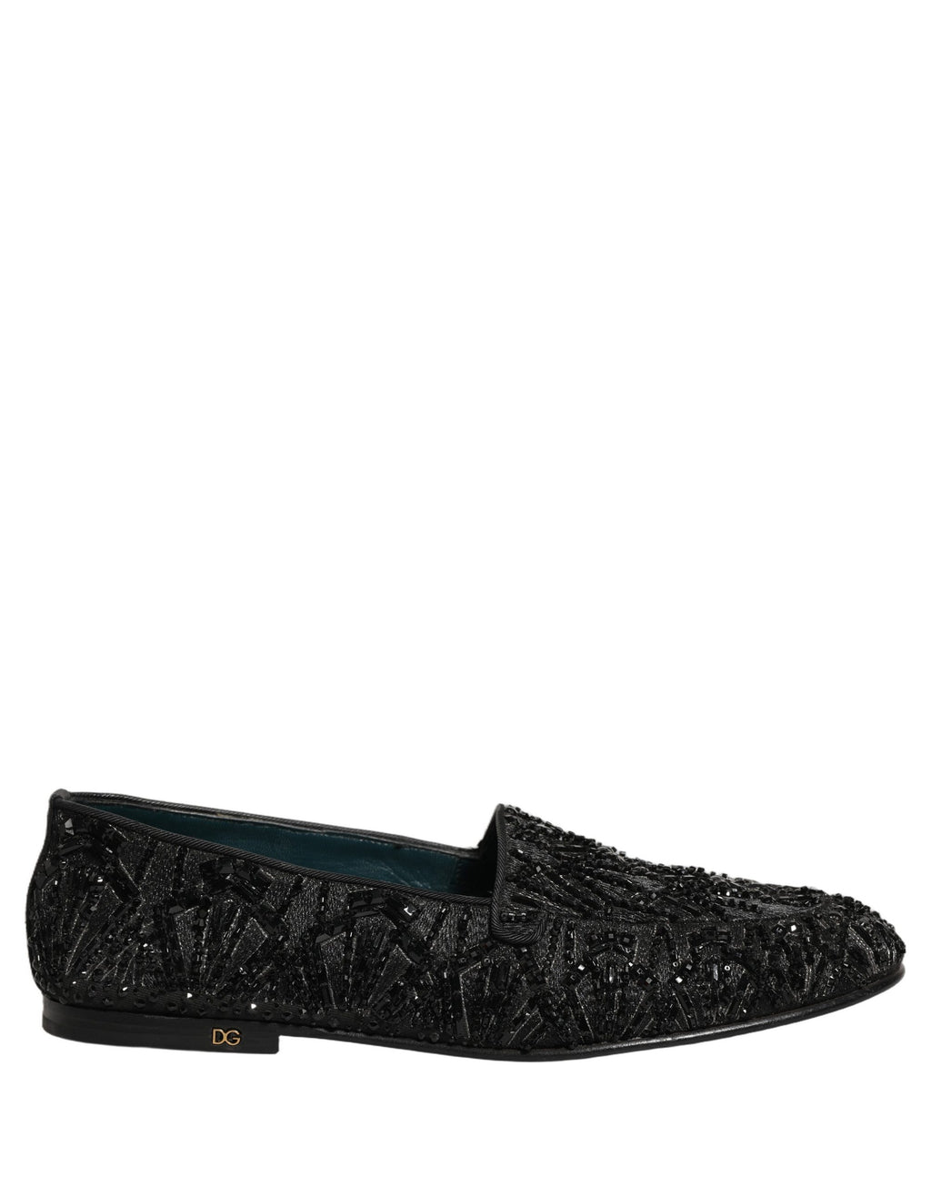 Dolce & Gabbana Schwarze Loafer aus Samt mit Stickerei