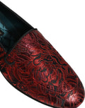 Dolce & Gabbana Rote Jacquard-Slipper mit Blumenmuster