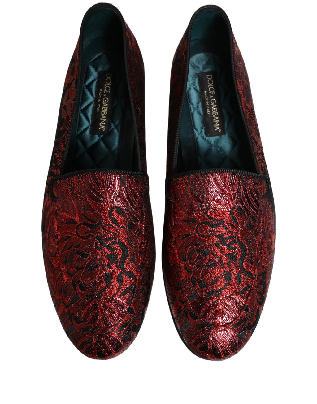 Dolce & Gabbana Rote Jacquard-Slipper mit Blumenmuster