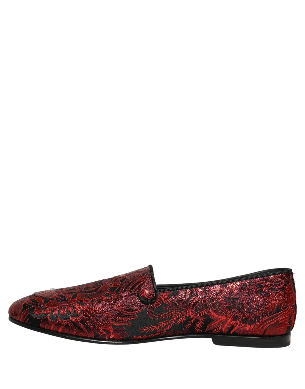 Dolce & Gabbana Rote Jacquard-Slipper mit Blumenmuster