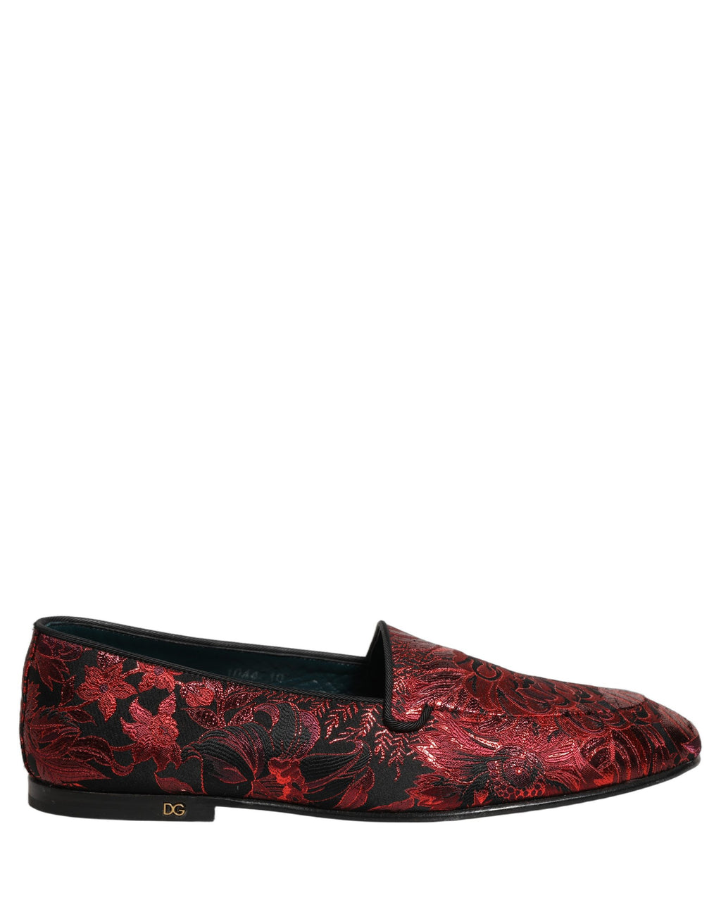 Dolce & Gabbana Rote Jacquard-Slipper mit Blumenmuster