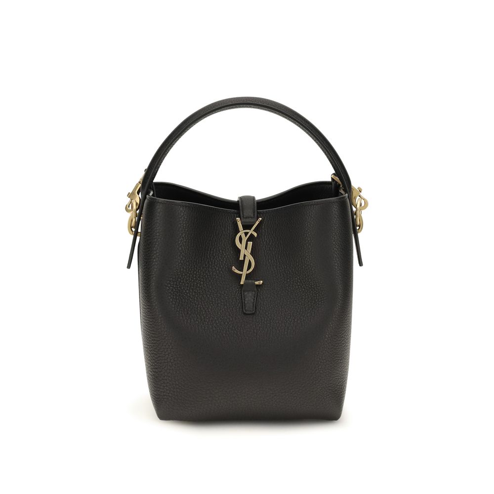 Saint Laurent Schwarze Kalbsleder Bos Taurus Bucket Bag