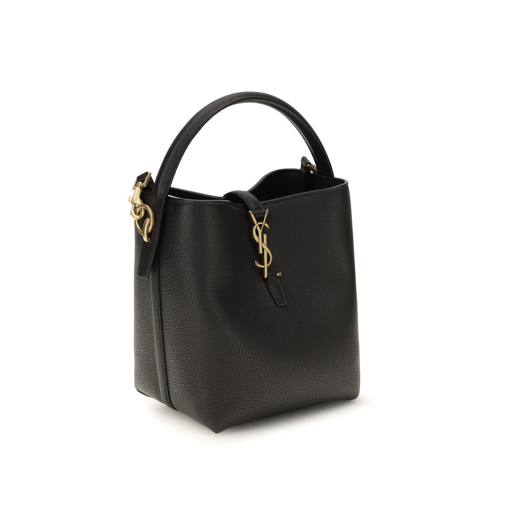 Saint Laurent Schwarze Kalbsleder Bos Taurus Bucket Bag