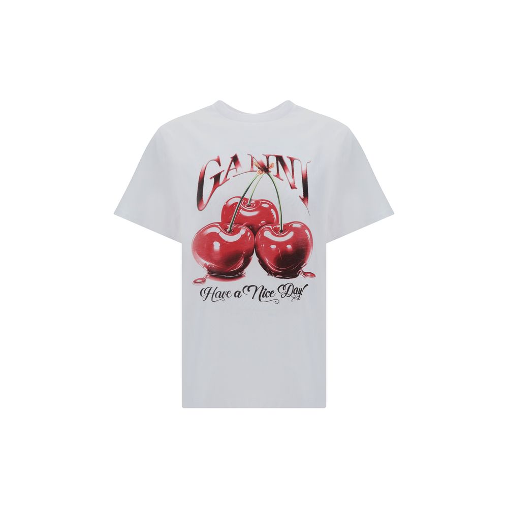Ganni Weißes Baumwoll-T-Shirt