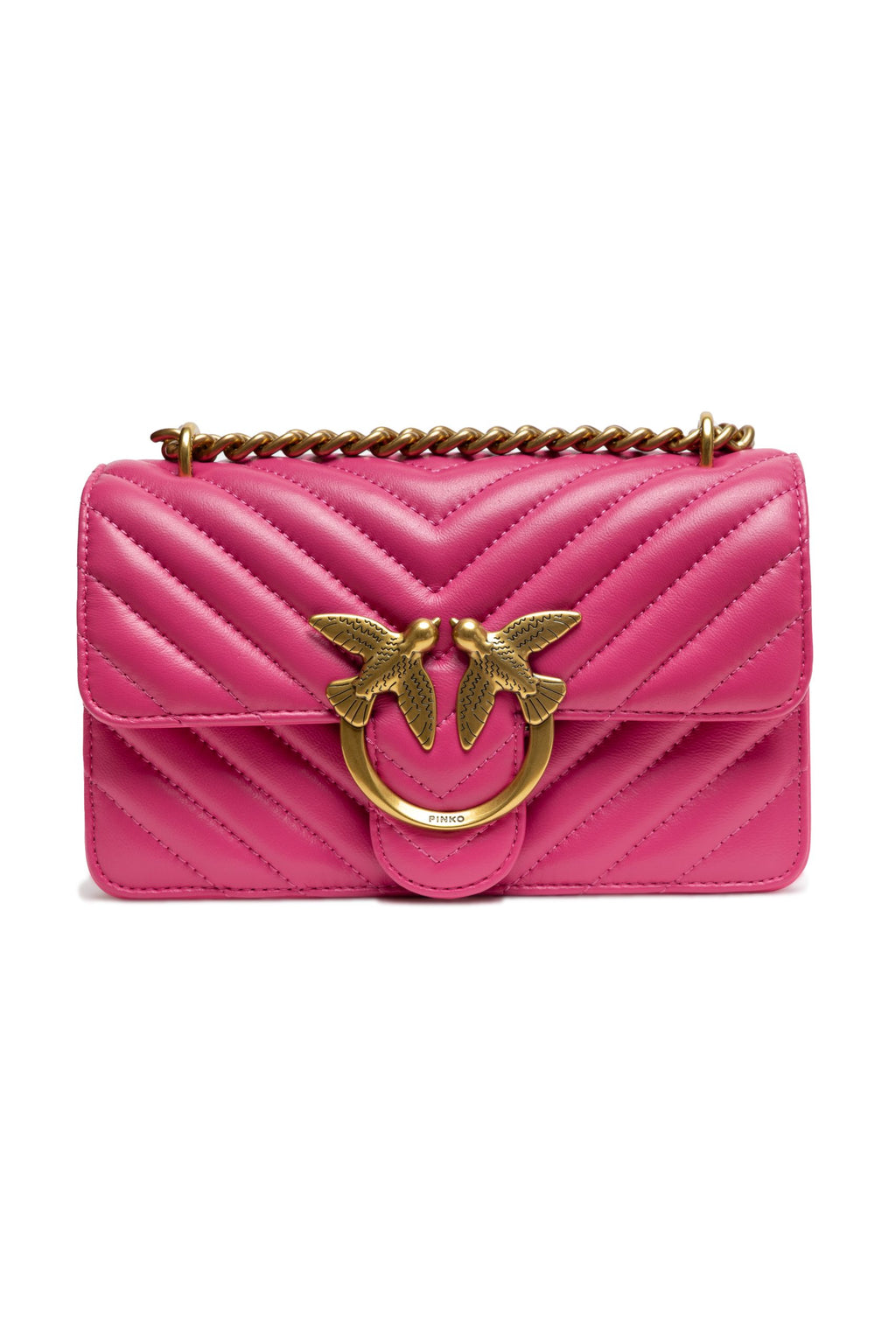 PINKO Pink Leather Love One Mini Shoulder Bag