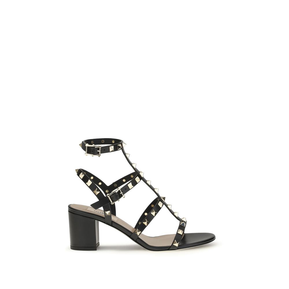 Valentino Garavani Schwarze Bos Taurus Kalbsleder Riemchen-Sandalen