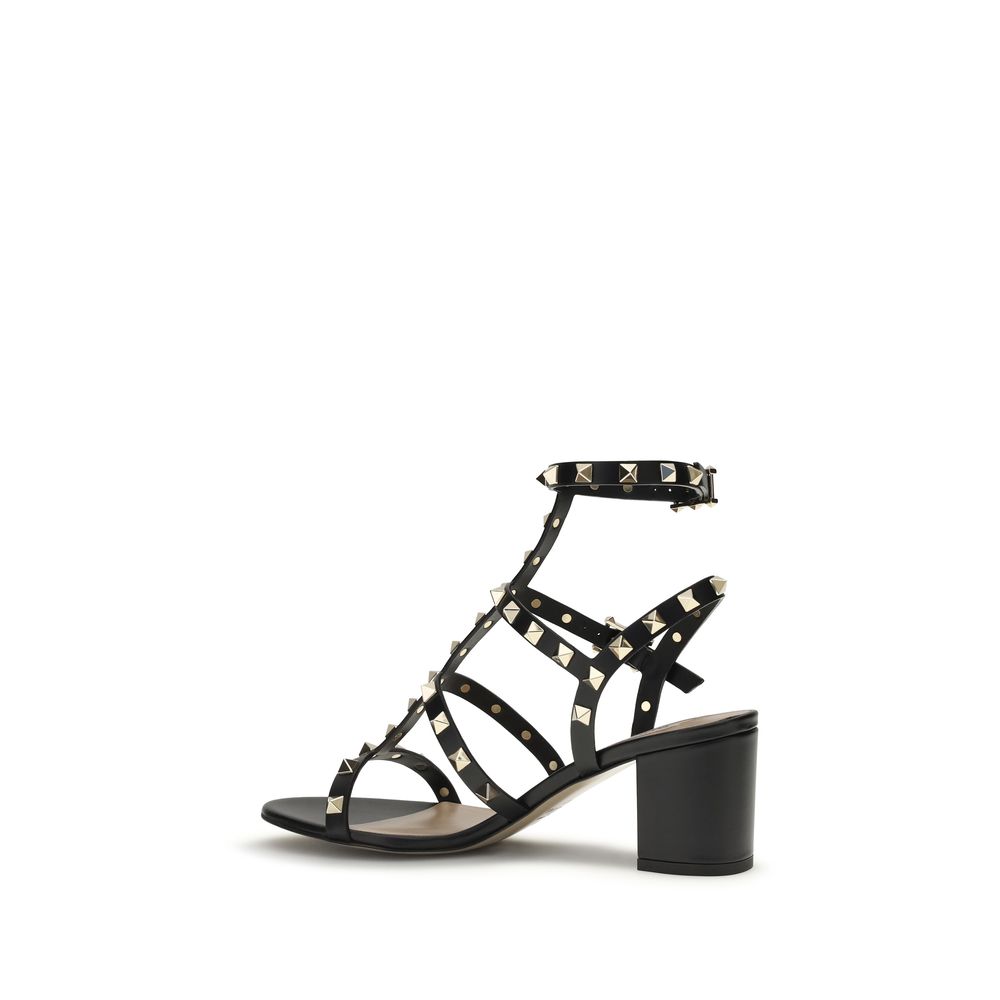 Valentino Garavani Schwarze Bos Taurus Kalbsleder Riemchen-Sandalen