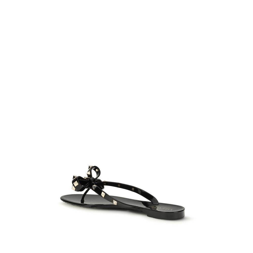 Valentino Garavani Schwarze Flip-Flop-Sandalen aus Baumwolle