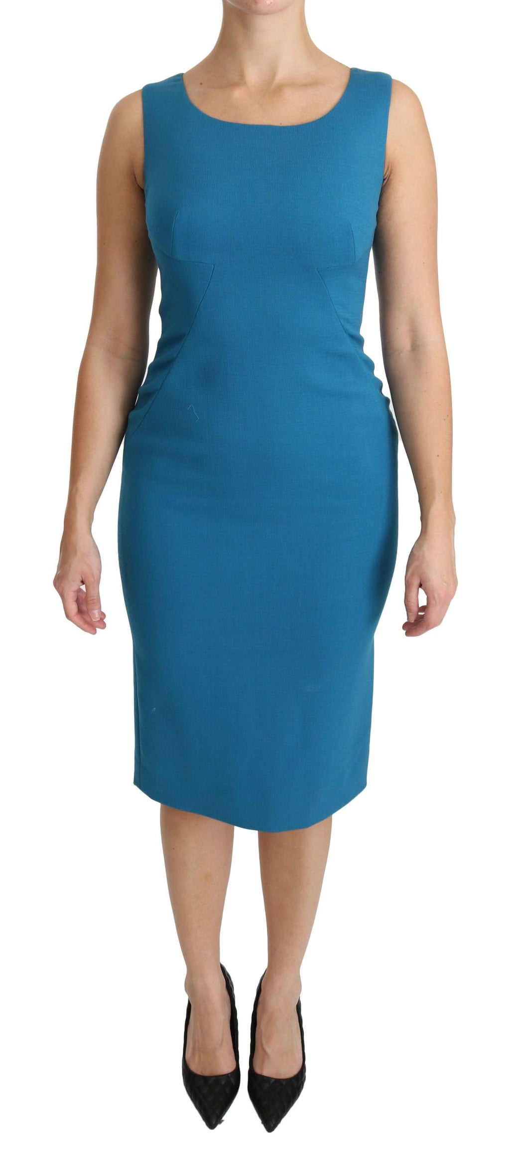 Dolce & Gabbana Blaues Kleid aus reiner Schurwolle