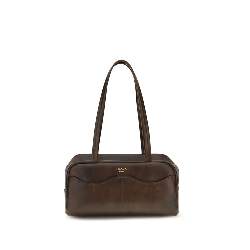Prada Braune Kalbsleder Bos Taurus Schultertasche
